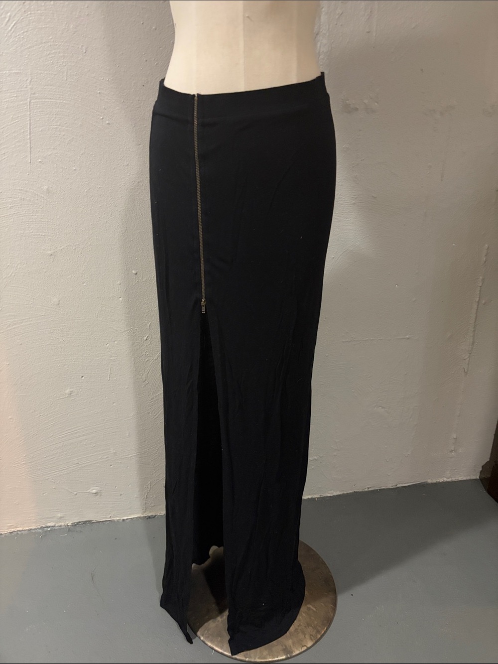 Sparkle & Fade Black Maxi Skirt with Front Zip Slit
